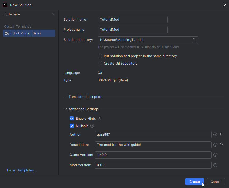 Rider Modding Template Select